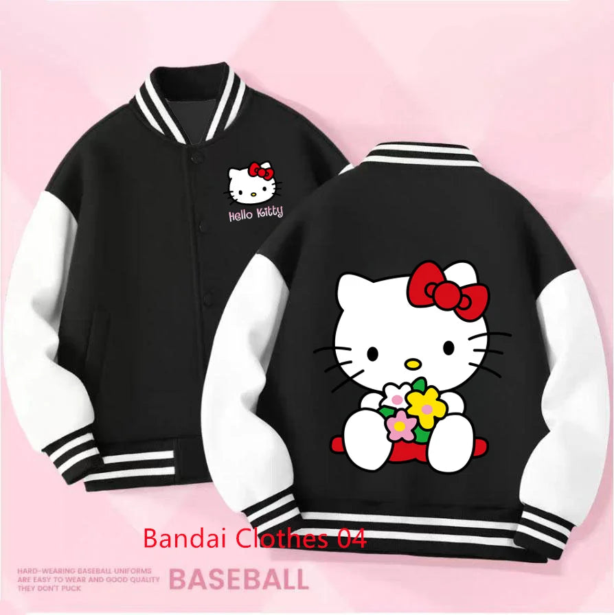 Kids Sanrio Fall/Winter Jacket Baseball Uniform Hello Kitty & Bear Pattern Print Thick warm stylish coat for boys and girls 2-14