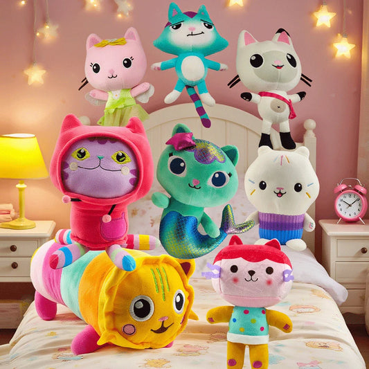New Gabbys Dollhouse Plush Toy Mercat Cartoon Stuffed Animals Smiling Cat Car Cat Hug Gabys Girl Dolls Kids Birthday Gifts