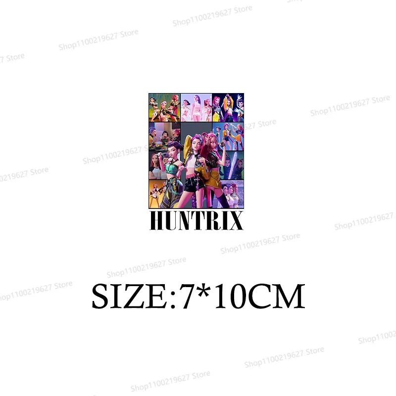 Kpop Demon Hunters Cartoon Patches for Clothes Vynil Heat Transfer Thermal Stickers DIY Kids T shirt Iron on for Women Appliqued