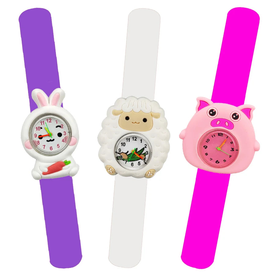 Baby Watch 3D Cartoon Kids Birthday Gift 2-15 Years Old Girl Boy Children Study Time Toy Watch Clock Free Spare Battery