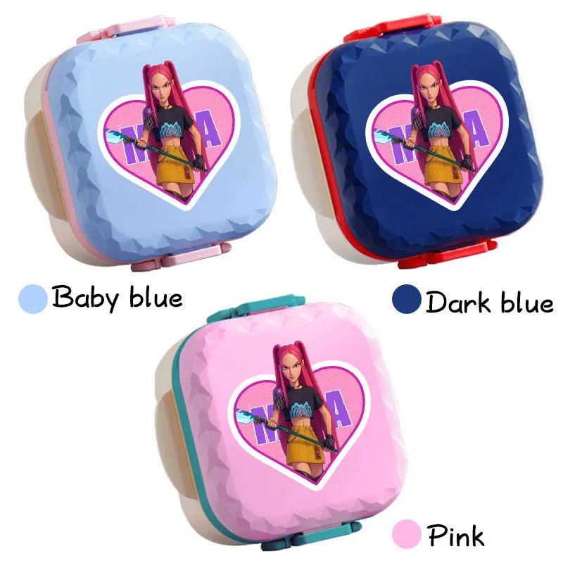 800ml For KPop Demon Hunters Lunch Box Microwave Heating Anime HUNTR/X Rumi Mira Zoey Bento Box BPA Free Comes with Tableware