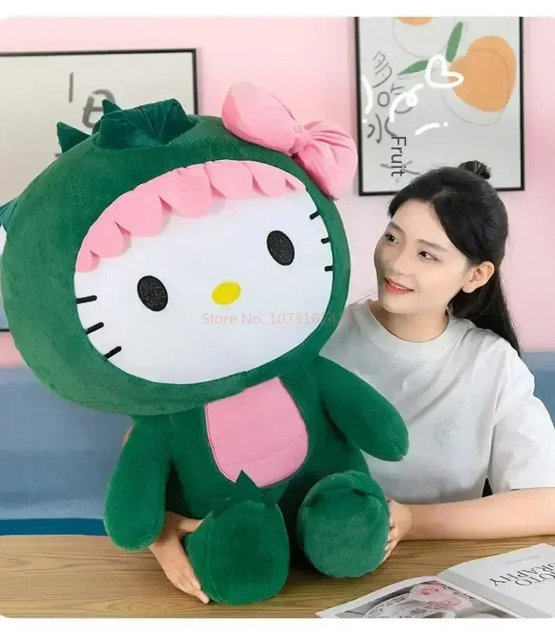 80cm Sanrio Dinosaur Hello Kitty Plush Toy Kawaii Anime Large Plushie Pillow Cute 35/50/65cm Cartoon Stuffed Doll Christmas Gift