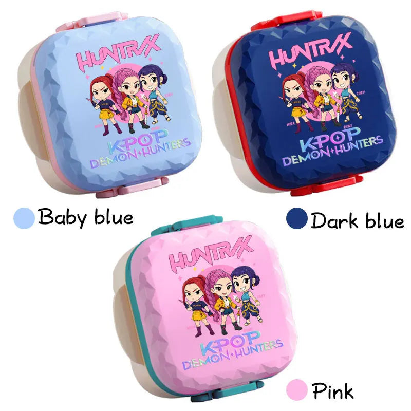 800ml For KPop Demon Hunters Lunch Box Microwave Heating Anime HUNTR/X Rumi Mira Zoey Bento Box BPA Free Comes with Tableware