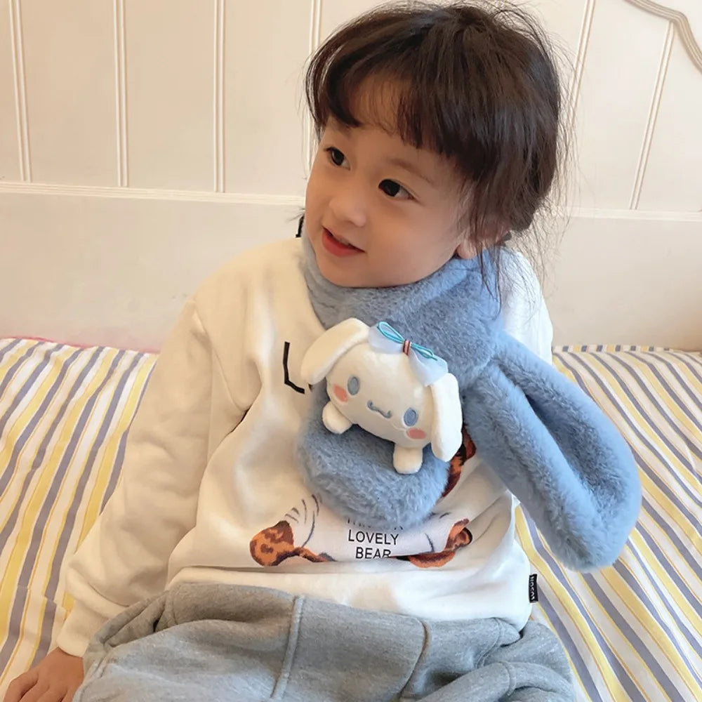 Kawaii Sanrio Plush Kuromi Children Scarf Cinnamoroll My Melody Anime Accessories Soft Thickened Kids Scarves Girls Cute Gifts