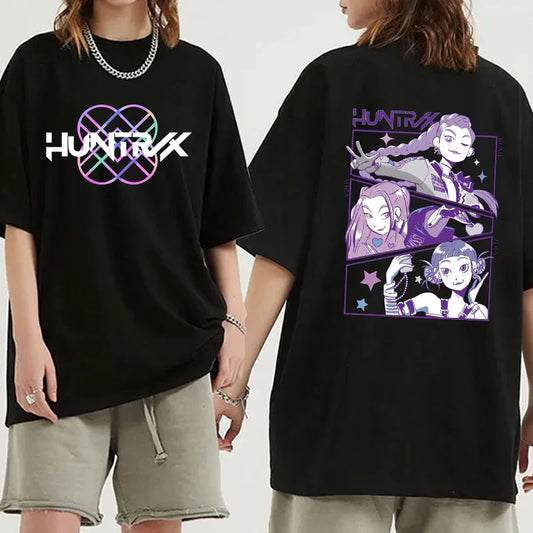 HOT Kpop Huntrix T-Shirt Men Women Fashion Harajuku T Shirt Summer Cool Short Sleeve Hip Hop Top Tee
