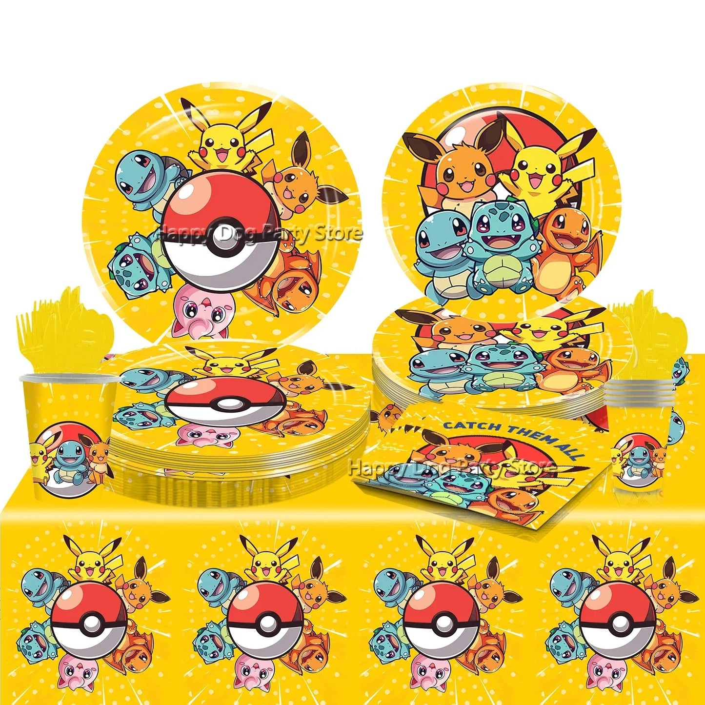 Pokemon Birthday Party Decoration New Yellow Pikachu Balloons For Kids Event Supplies Tableware Banner Backdrop Tablecloth Decor