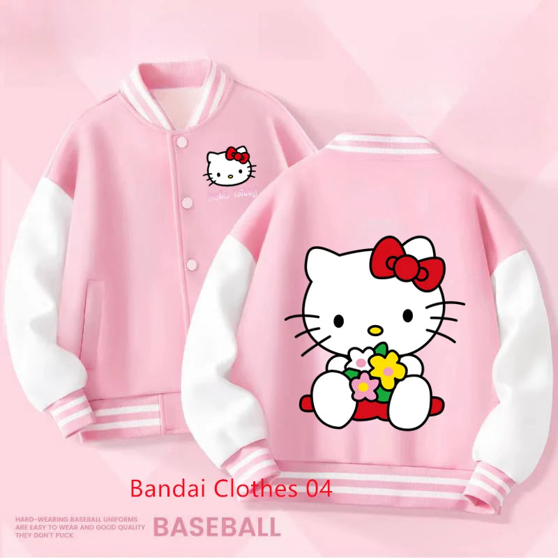 Kids Sanrio Fall/Winter Jacket Baseball Uniform Hello Kitty & Bear Pattern Print Thick warm stylish coat for boys and girls 2-14