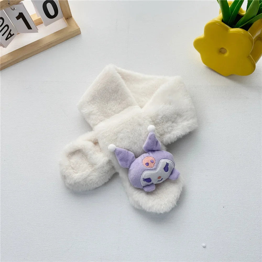 Kawaii Sanrio Plush Kuromi Children Scarf Cinnamoroll My Melody Anime Accessories Soft Thickened Kids Scarves Girls Cute Gifts