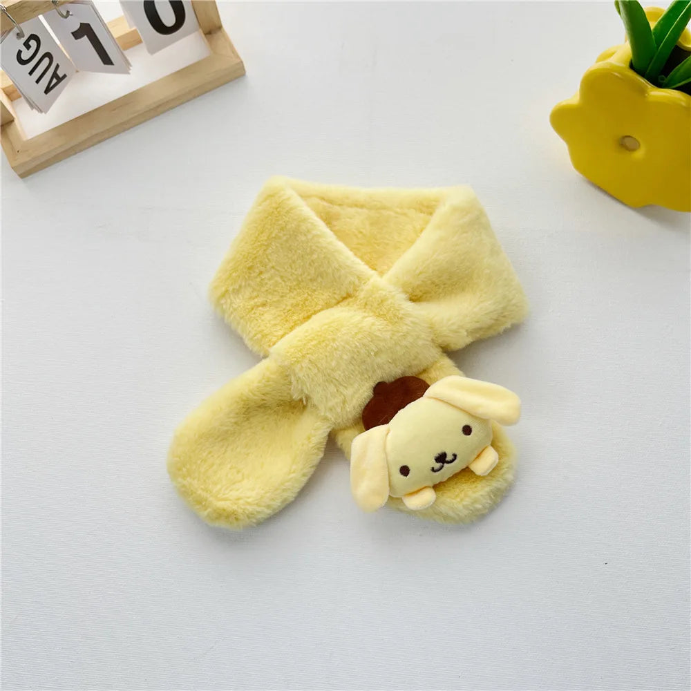 Kawaii Sanrio Plush Kuromi Children Scarf Cinnamoroll My Melody Anime Accessories Soft Thickened Kids Scarves Girls Cute Gifts
