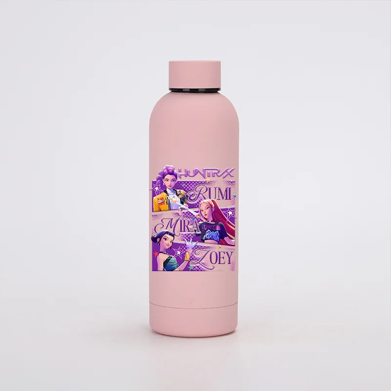 KPop Demon Hunters Kids Sports Water Cup Cute Anime Women Drinking Bottles Huntrix Rumi Zoey Cartoon Print Bottle Birthday Gift