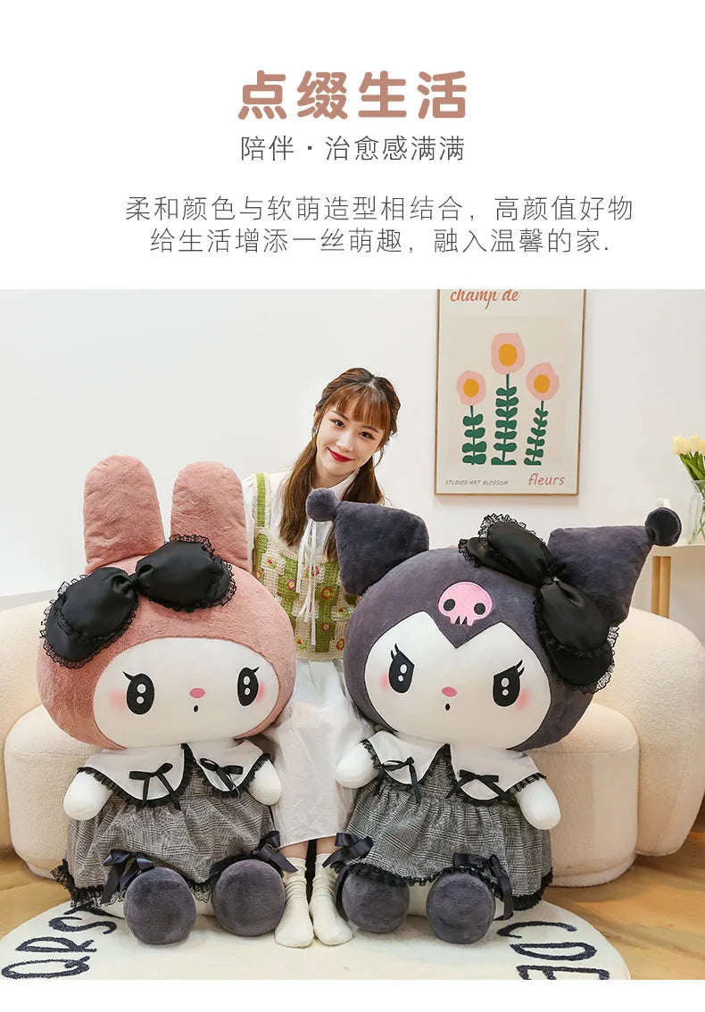 Oversized Sanrio Plushier Kuromi Melody Stuffed Toys Soft Throw Pillow Plush Dolls Kids Birthday Valentines Gifts for Girls