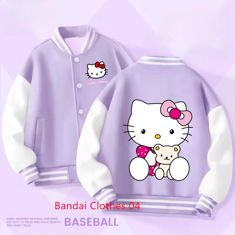Kids Sanrio Fall/Winter Jacket Baseball Uniform Hello Kitty & Bear Pattern Print Thick warm stylish coat for boys and girls 2-14