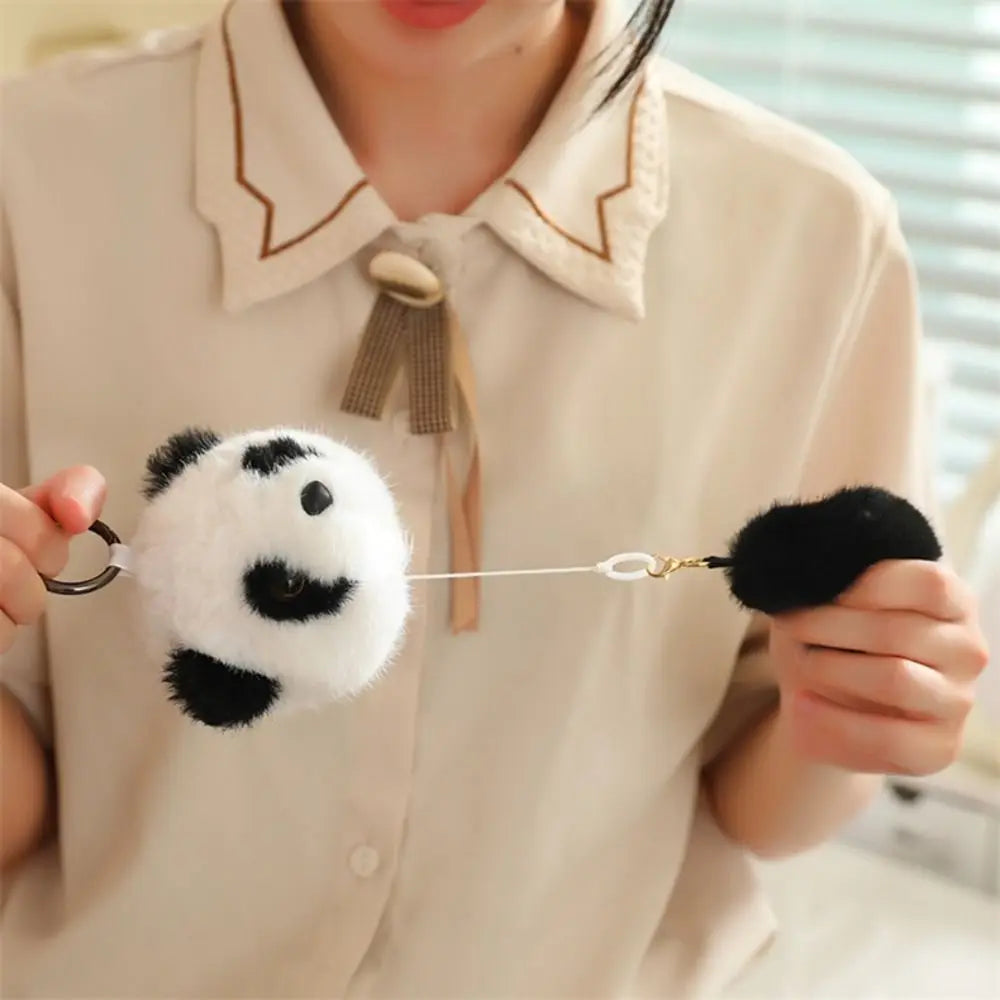 Cartoon Red Panda Plush Keyring Plush Stuffed Toys Pulling Tail Panda Plush Pendant Cute Animal Red Panda Plushies Pendant Kids
