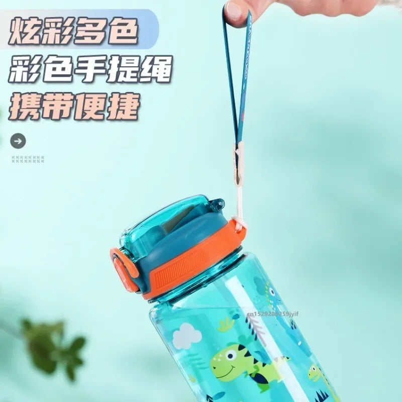 3Sizes Kids Cartoon Water Bottles Leakproof Water Sippy Cup with Straw and Strap Portable Drinking Bottle for Children School
