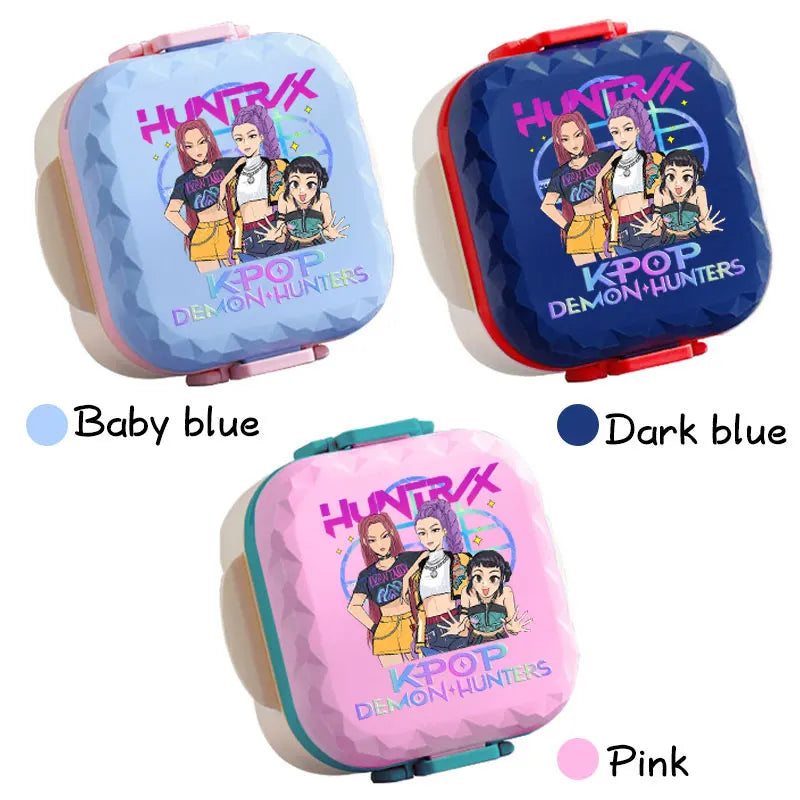 800ml For KPop Demon Hunters Lunch Box Microwave Heating Anime HUNTR/X Rumi Mira Zoey Bento Box BPA Free Comes with Tableware