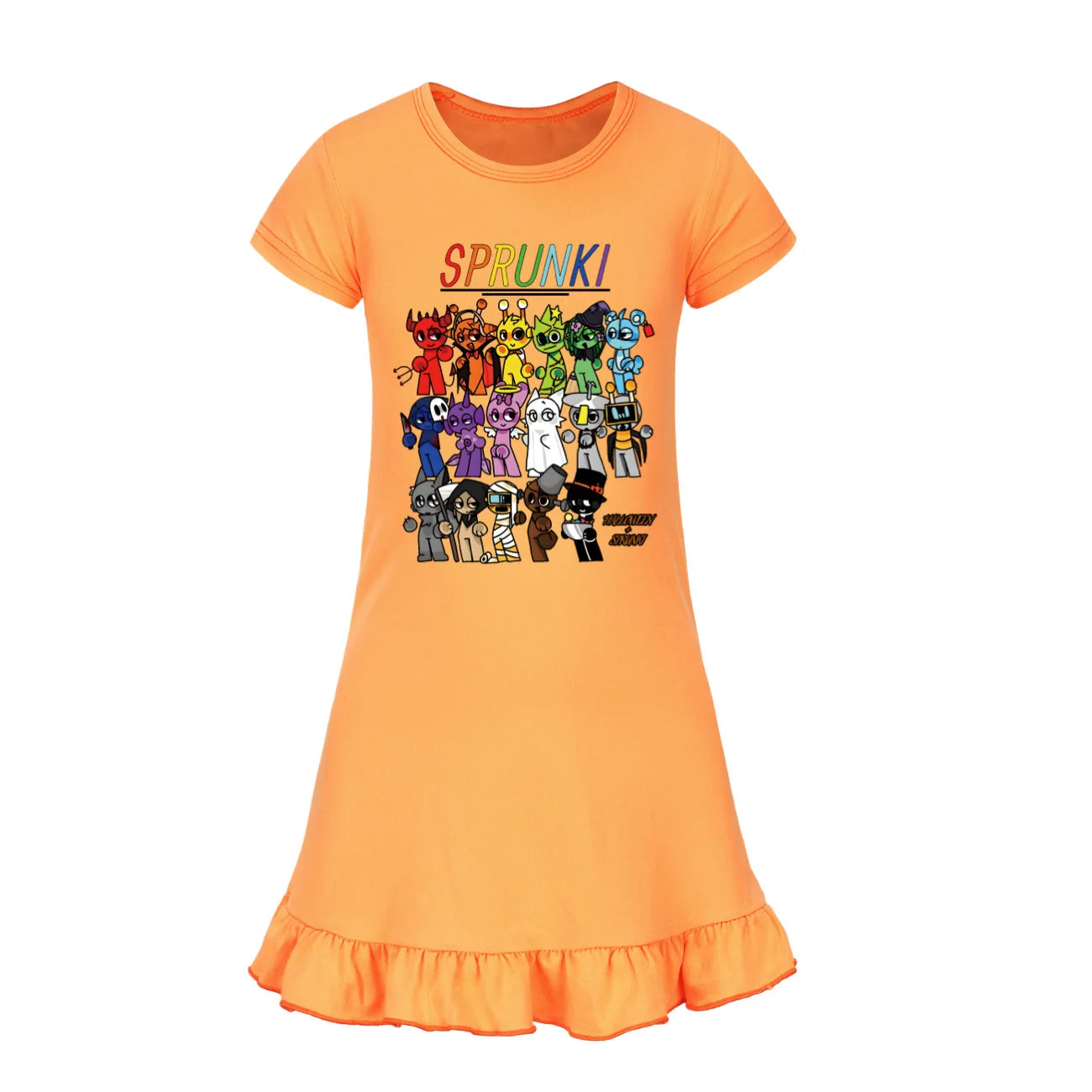 Hot sprunki Child Clothes Kids Summer Horror Game Incredibox Pajamas Dress Baby Girls Short Sleeve Nightgown Cartoon Sleep Wear