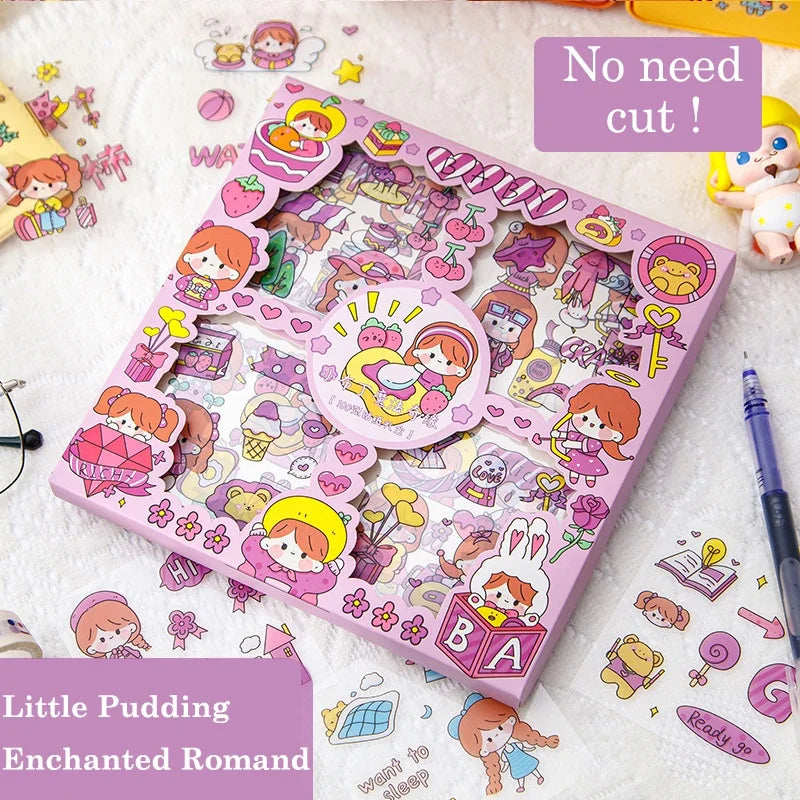100 Pcs/Box Stickers for Kids Girls Set Kawaii Cartoon Decoration DIY Scrapbooking Waterproof Stationary Gift School Supplies