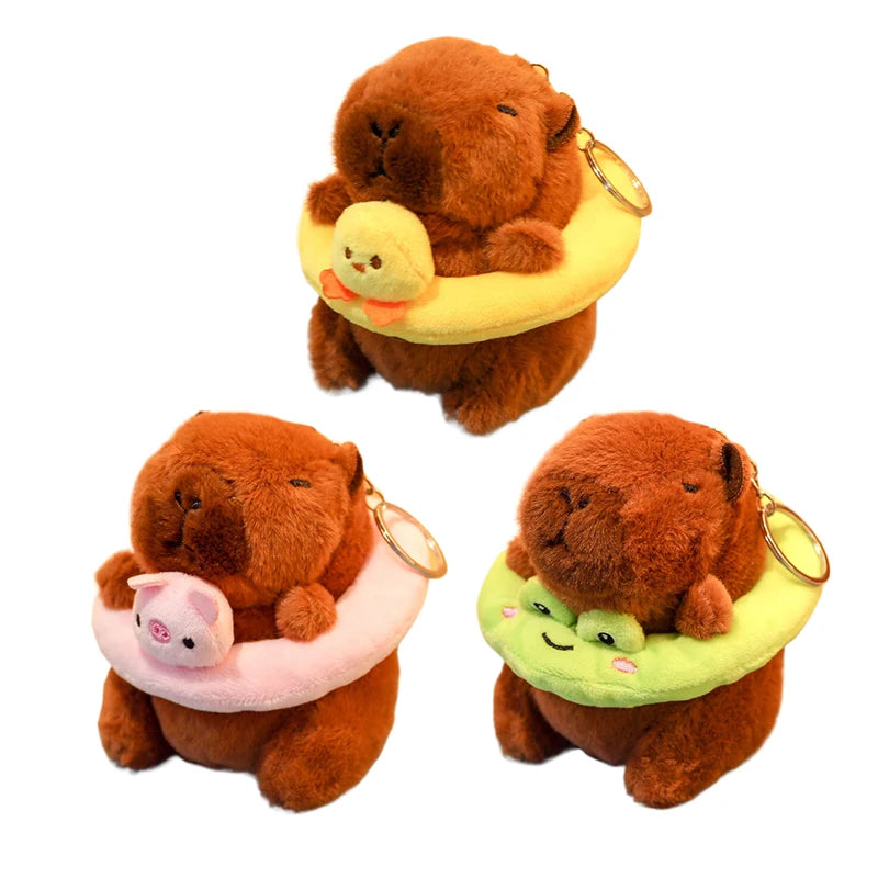 Cartoon Capybara Plush Keychain Bag Pendant Hanging Decoration Cute Stuffed Doll Toy Desktop Doll Ornament Car Keyring Kids Gift