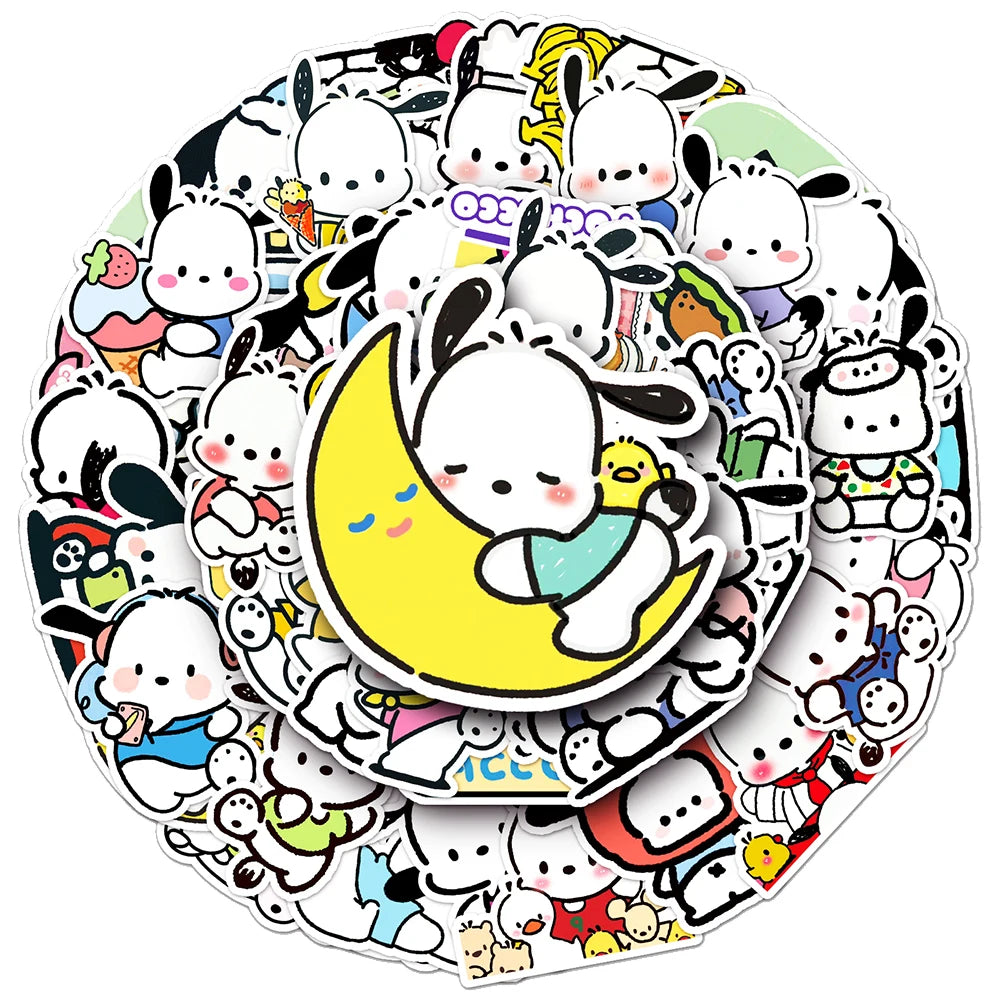 10/30/50pcs Cute Pochacco Stickers for Kids Funny Sanrio Cartoon Decals Toy Stationery Notebook Phone Case Graffiti Sticker Pack