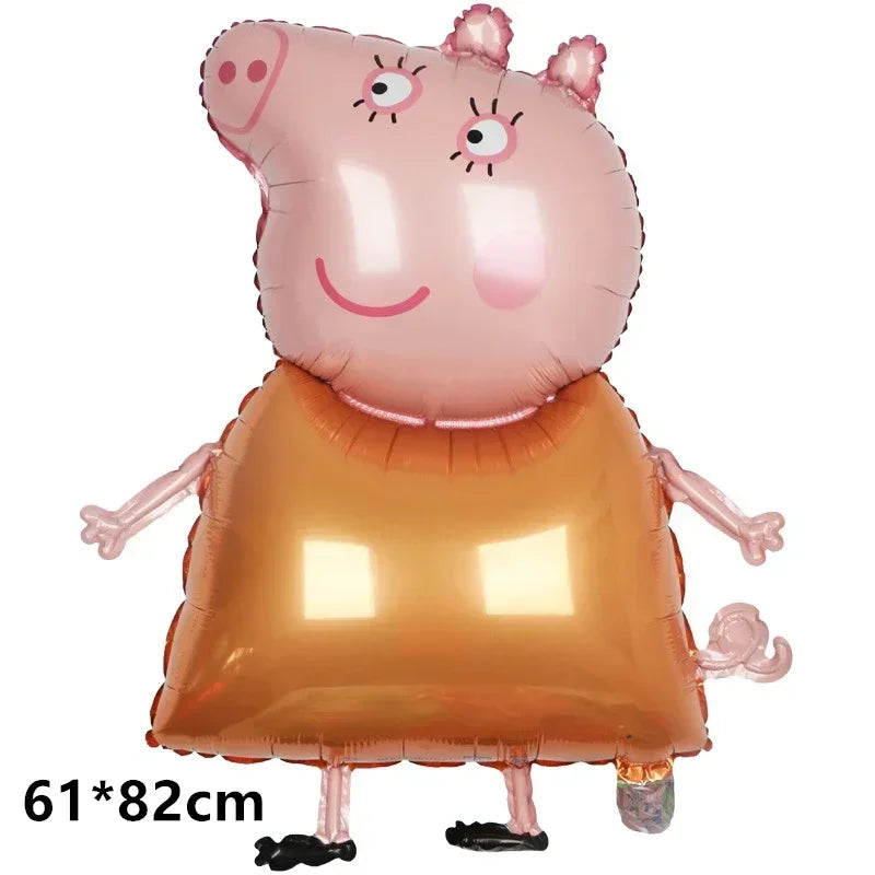 Peppa Pig Balloons Family Pink George Rebecca Susy Ballons Happy Birthday Banner Party Decoration Kids Cake Topper Tableware Toy