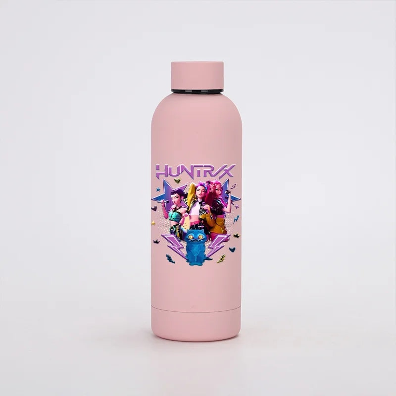 KPop Demon Hunters Kids Sports Water Cup Cute Anime Women Drinking Bottles Huntrix Rumi Zoey Cartoon Print Bottle Birthday Gift