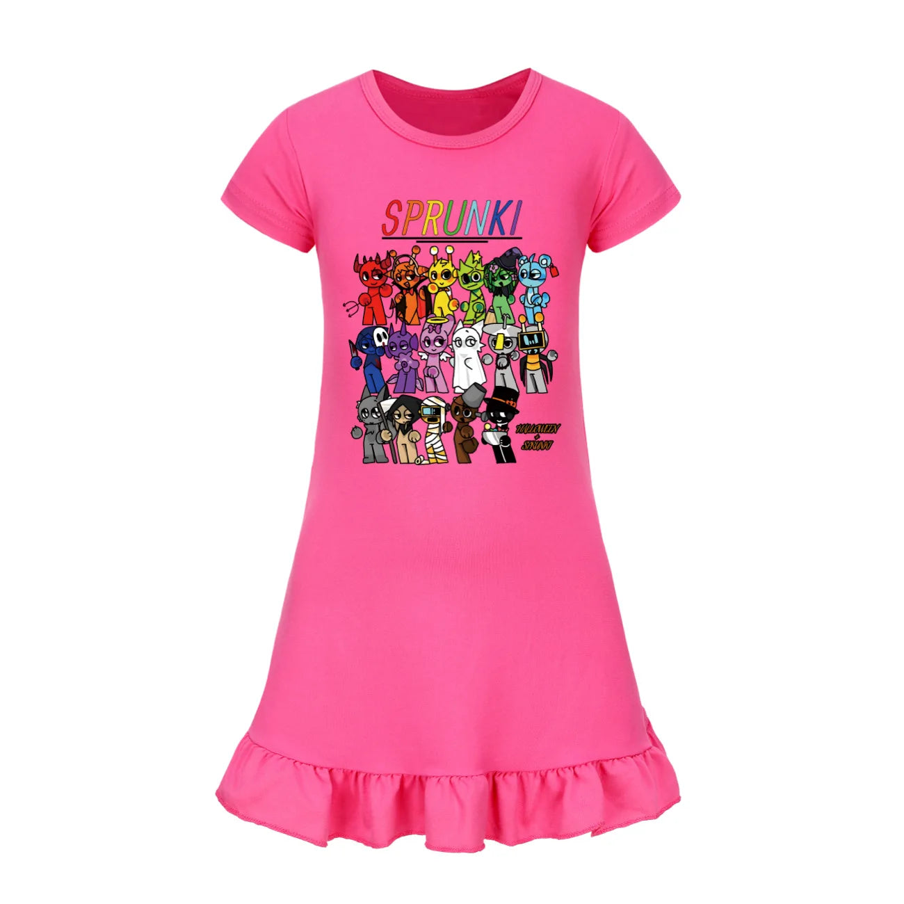 Hot sprunki Child Clothes Kids Summer Horror Game Incredibox Pajamas Dress Baby Girls Short Sleeve Nightgown Cartoon Sleep Wear