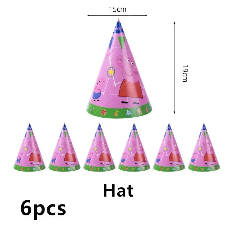 Peppa Pig Balloons Family Pink George Rebecca Susy Ballons Happy Birthday Banner Party Decoration Kids Cake Topper Tableware Toy