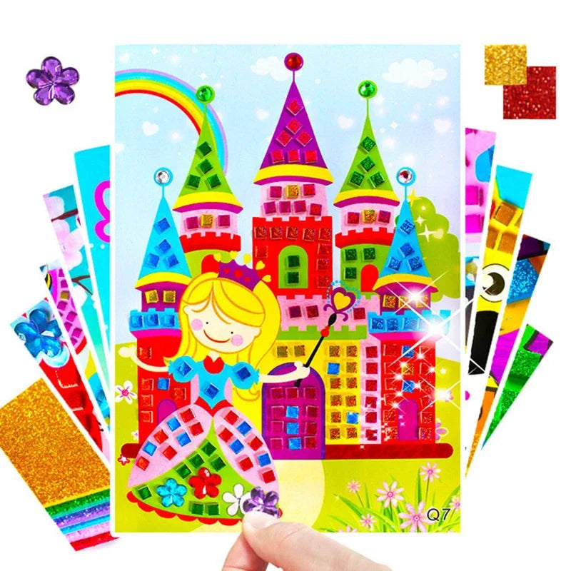 3/5Pcs Foam EVA Stickers 3D Crystal Acrylic Puzzle DIY Handmade Kids Art Cartoon Creative Educational party Toys For Children