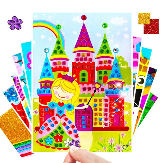 3/5Pcs Foam EVA Stickers 3D Crystal Acrylic Puzzle DIY Handmade Kids Art Cartoon Creative Educational party Toys For Children