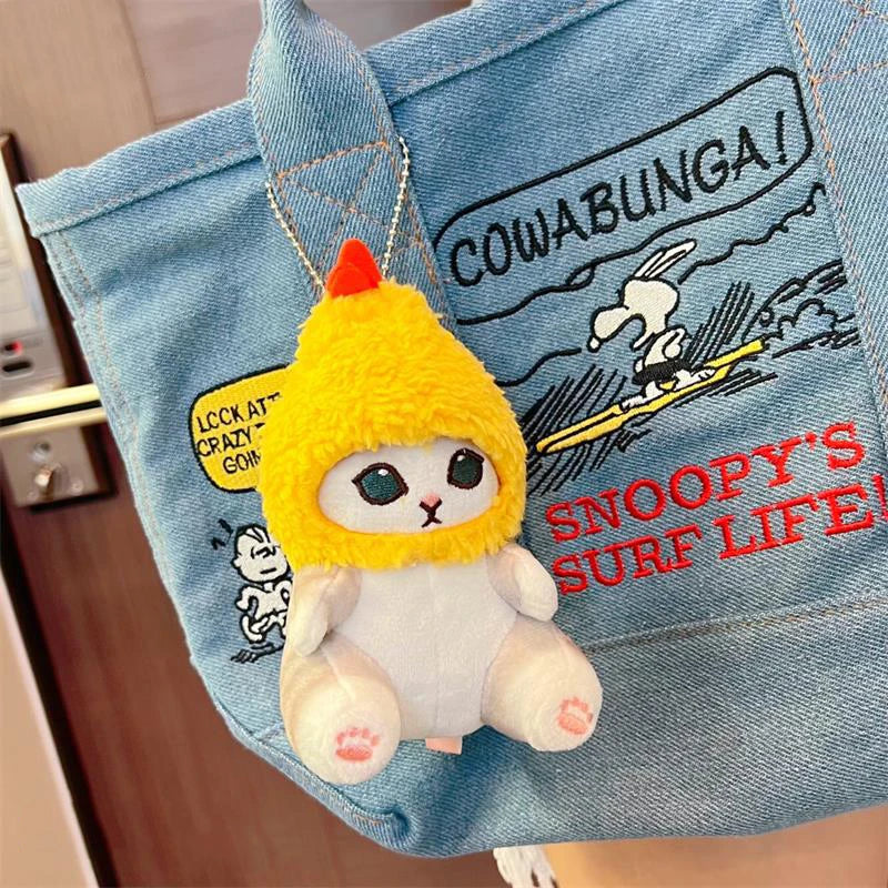 Kawaii Tempura Fried Shrimp Shark Cat Plush Doll Keychain Cartoon Cute Mofusand Anime Hobby Pendant Backpack for Girlfriend Gift