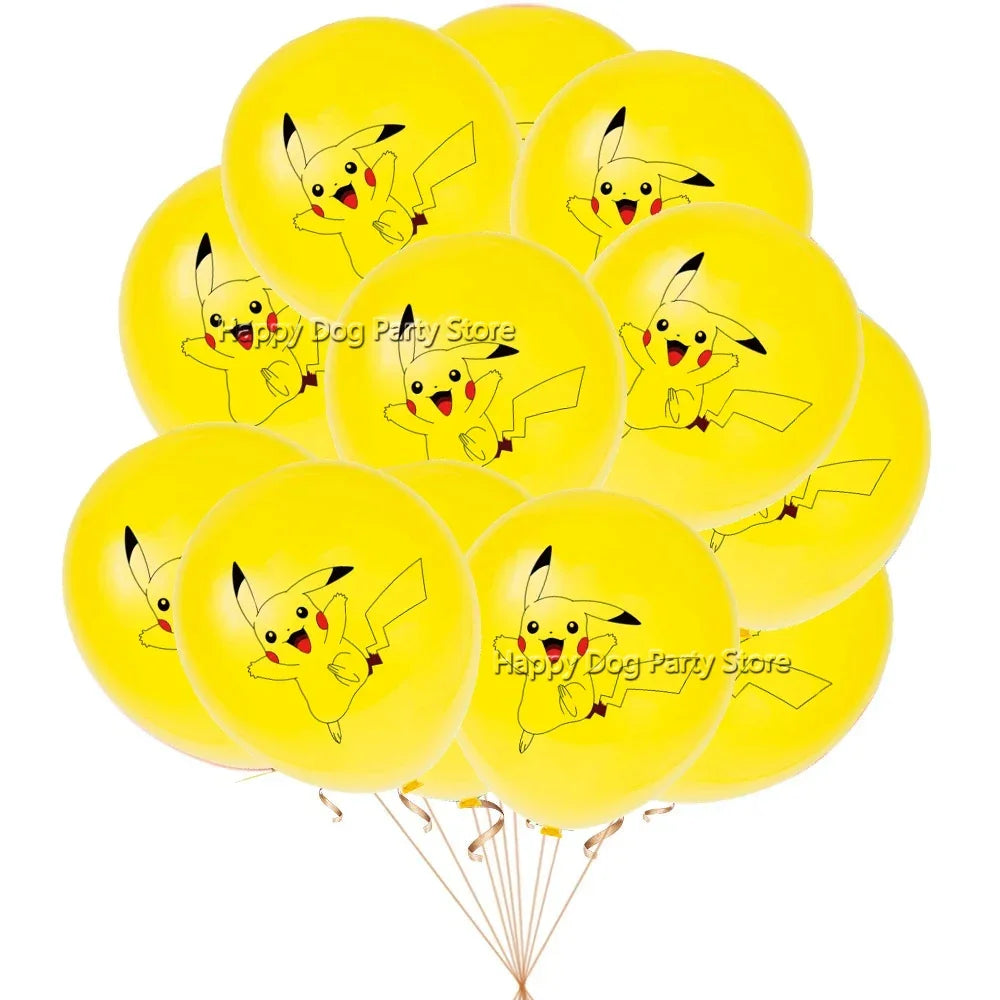 Pokemon Birthday Party Decoration New Yellow Pikachu Balloons For Kids Event Supplies Tableware Banner Backdrop Tablecloth Decor