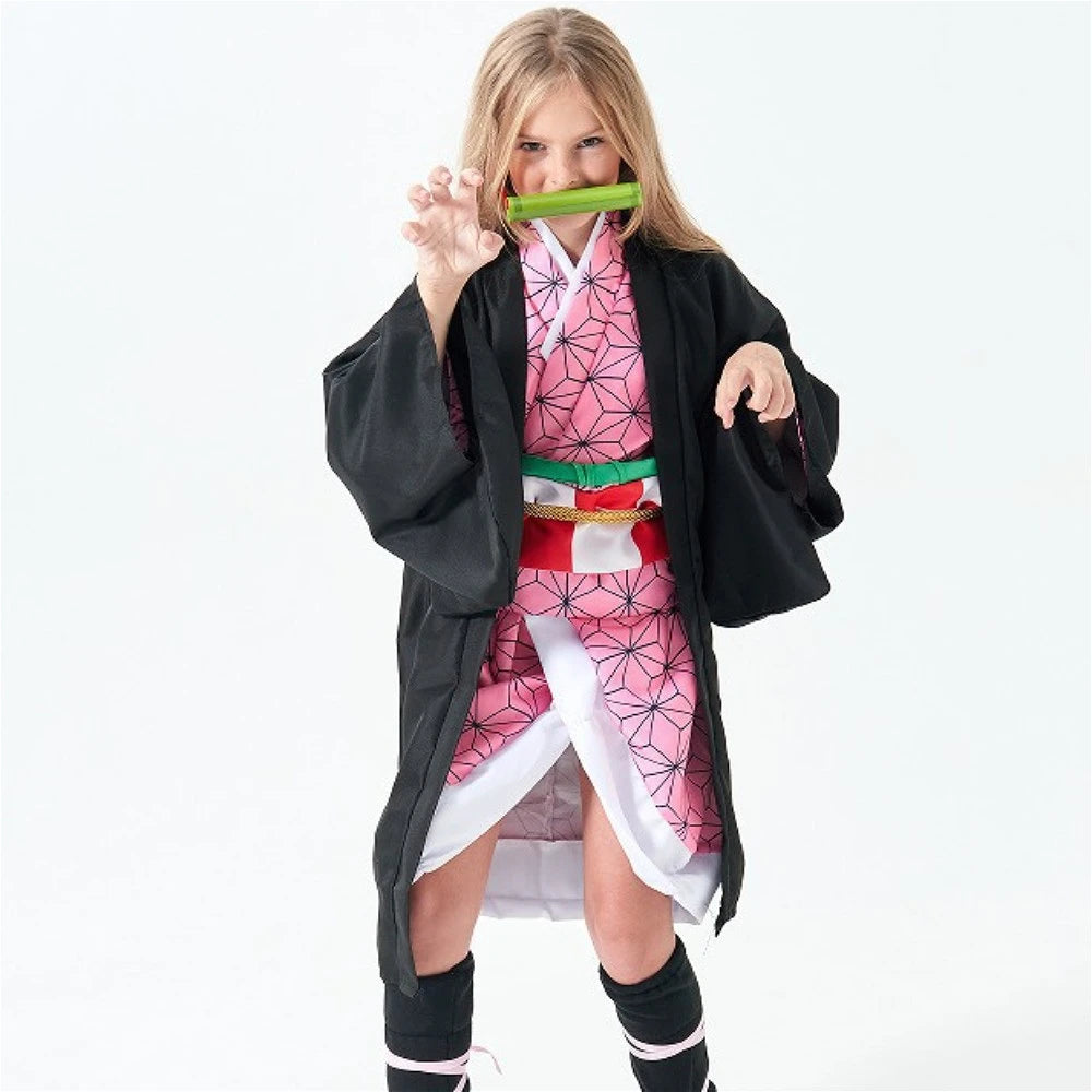 Cosplay Pink Costume Kimono Anime Cosplay Outfits, Cape Festival Uniform for Kids Girls, Enthusiasts Dressing Up Party Costumes