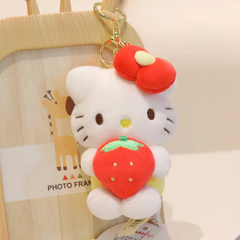 Sanrio Hello Kitty Stuffed Toys Bag Pendant Accessories Cute Plush Toys Kitten Keyring Anime Keychain Kids Birthday Gift