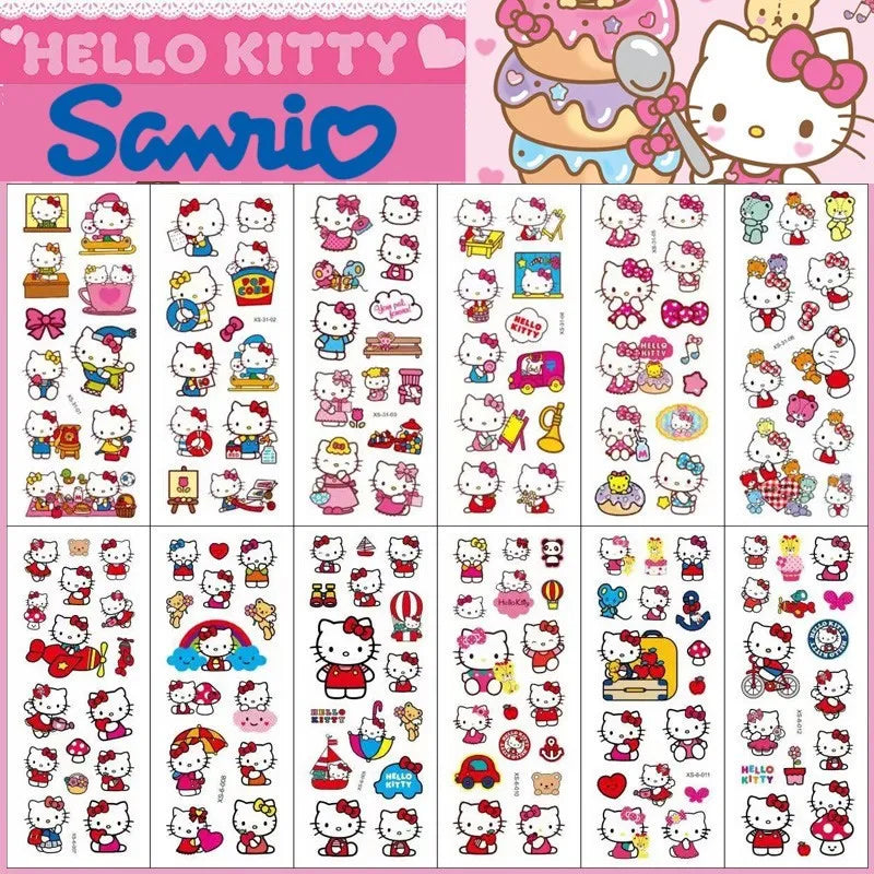 12pcs Kawaii Hello Kitty Stickers 3D Bubble Decoration Cute Children Reward Puffy Book Sticker Pack Stationery Supplies Kids Toy