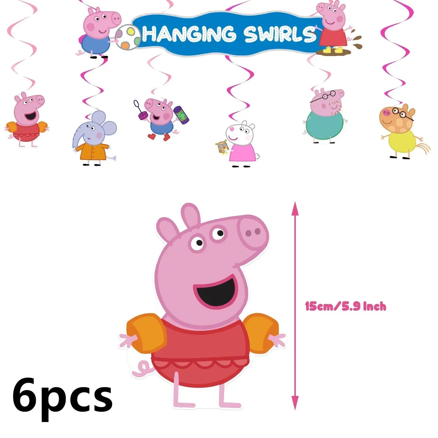 Peppa Pig Balloons Family Pink George Rebecca Susy Ballons Happy Birthday Banner Party Decoration Kids Cake Topper Tableware Toy