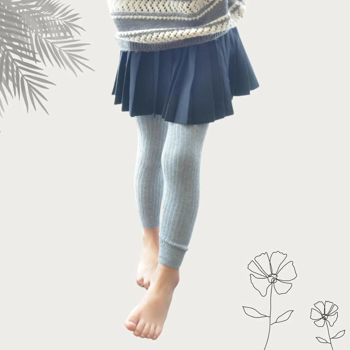 Toddler Girls Cotton Cable Knit Leggings Classic Solid Footless Tights Ankle Length Pants for Kids