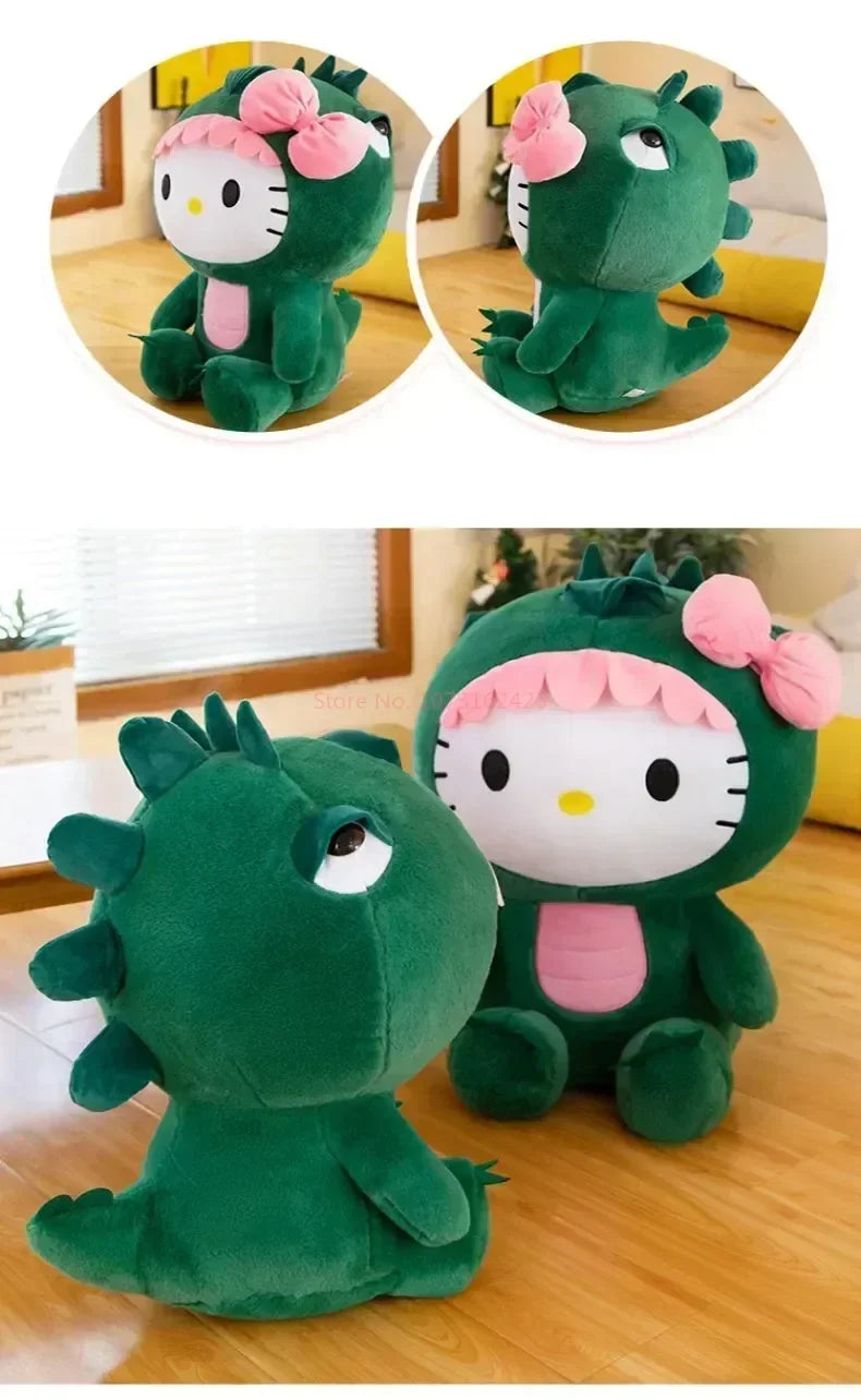 80cm Sanrio Dinosaur Hello Kitty Plush Toy Kawaii Anime Large Plushie Pillow Cute 35/50/65cm Cartoon Stuffed Doll Christmas Gift