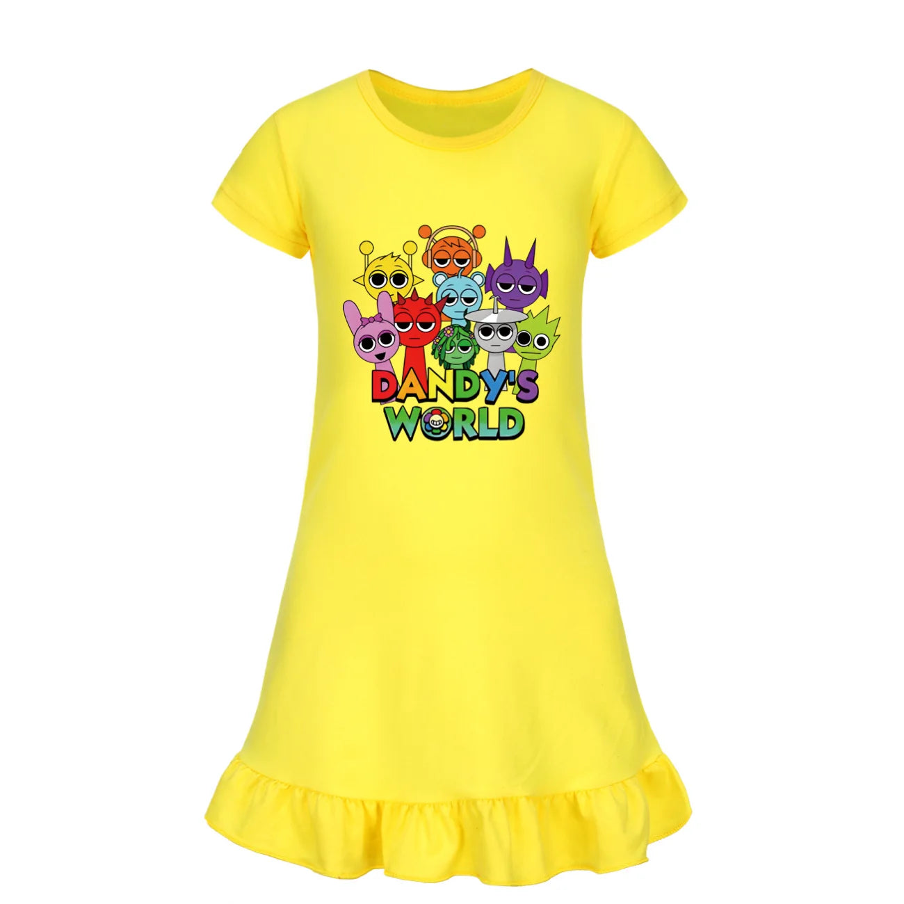 Hot sprunki Child Clothes Kids Summer Horror Game Incredibox Pajamas Dress Baby Girls Short Sleeve Nightgown Cartoon Sleep Wear