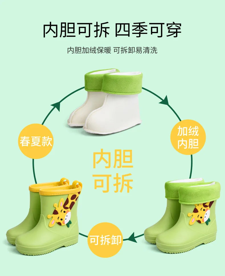 Unicorn Rain Boots Kids Boy Girls Rubber Boots New Cartoon Snow Boots For Children Waterproof Shoes Non-slip Baby Water Shoes