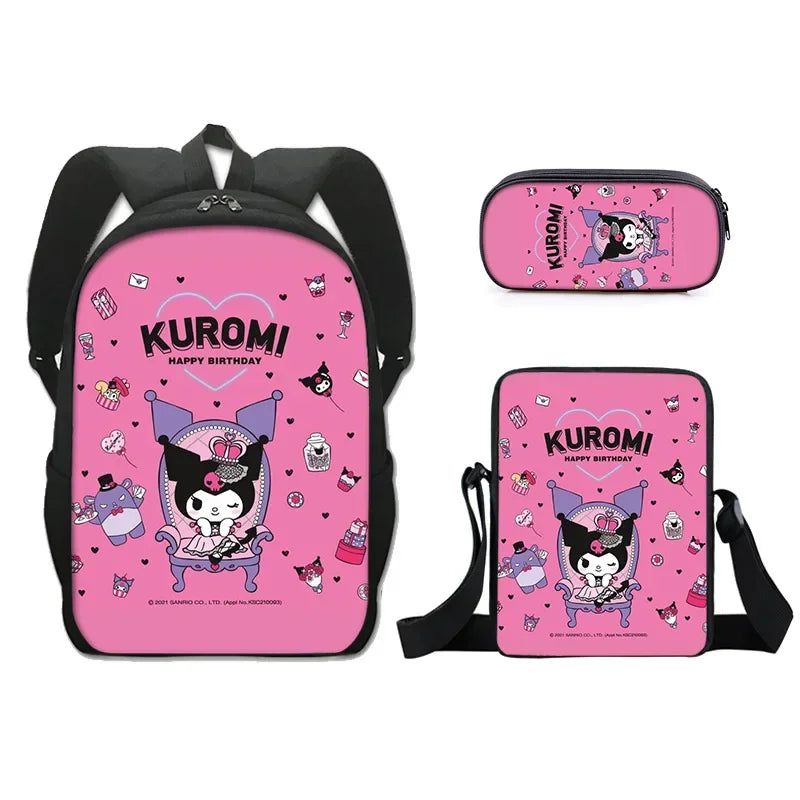Backpack Kuromi Backpack PencilBag Student Primary and Middle kawaii Cartoon SchoolBag Mochila Birthday Gift For Girls Kids Boys
