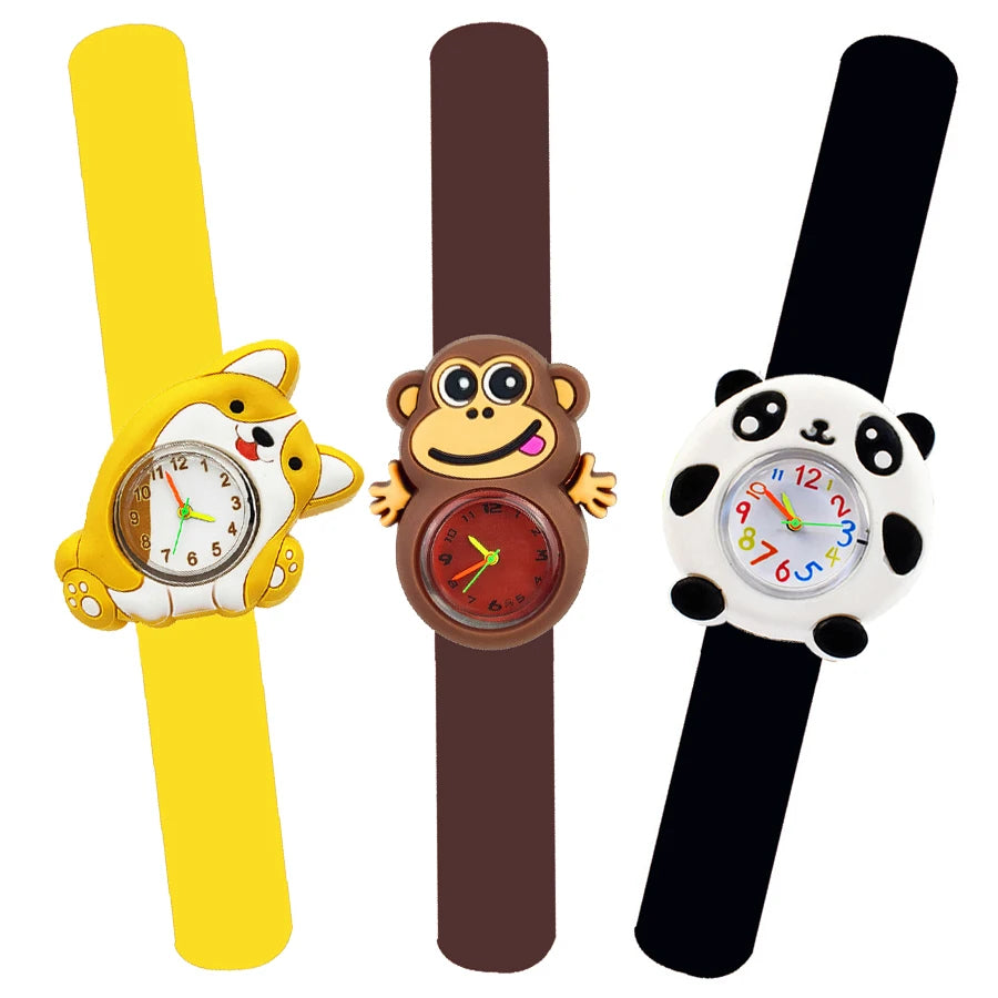 Baby Watch 3D Cartoon Kids Birthday Gift 2-15 Years Old Girl Boy Children Study Time Toy Watch Clock Free Spare Battery