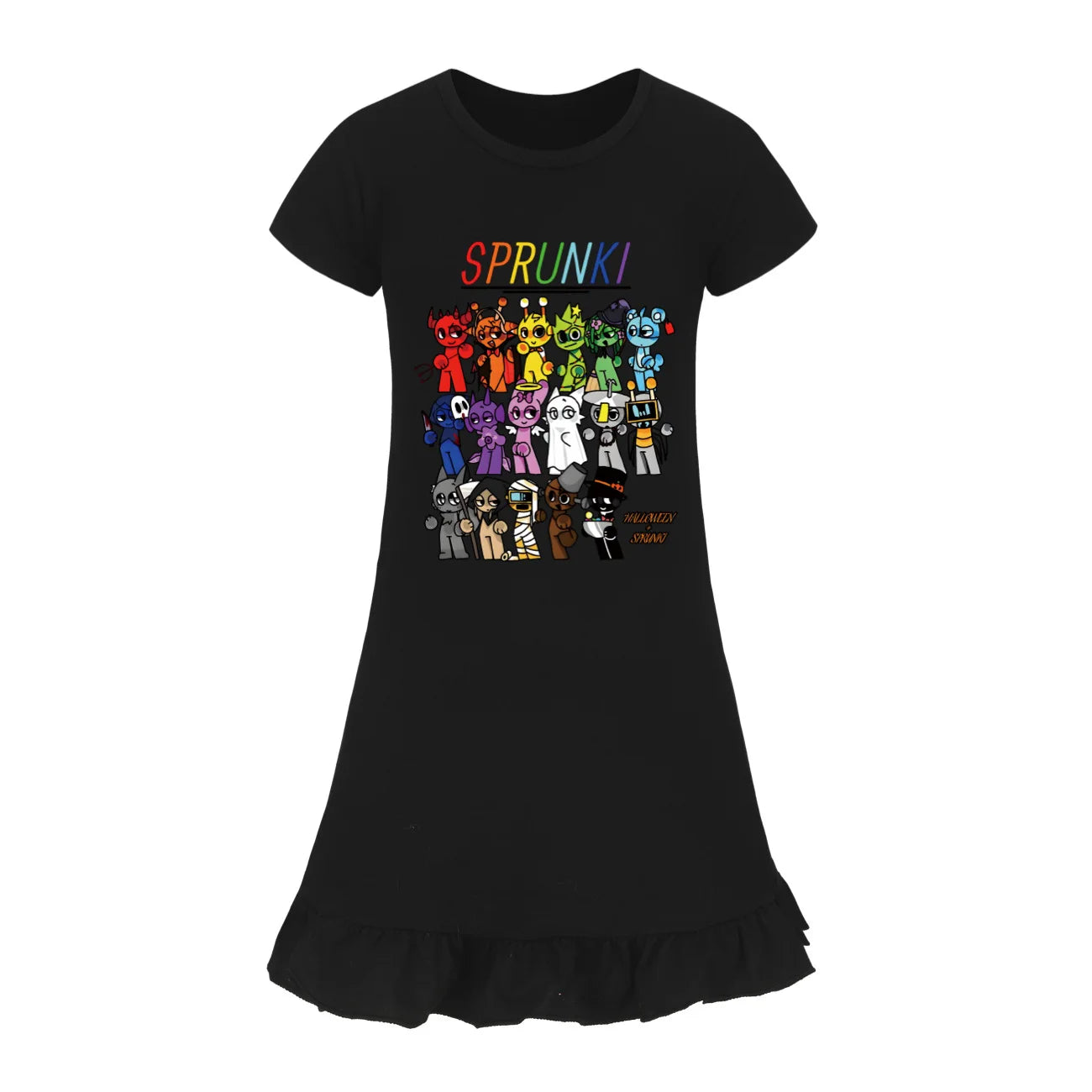 Hot sprunki Child Clothes Kids Summer Horror Game Incredibox Pajamas Dress Baby Girls Short Sleeve Nightgown Cartoon Sleep Wear