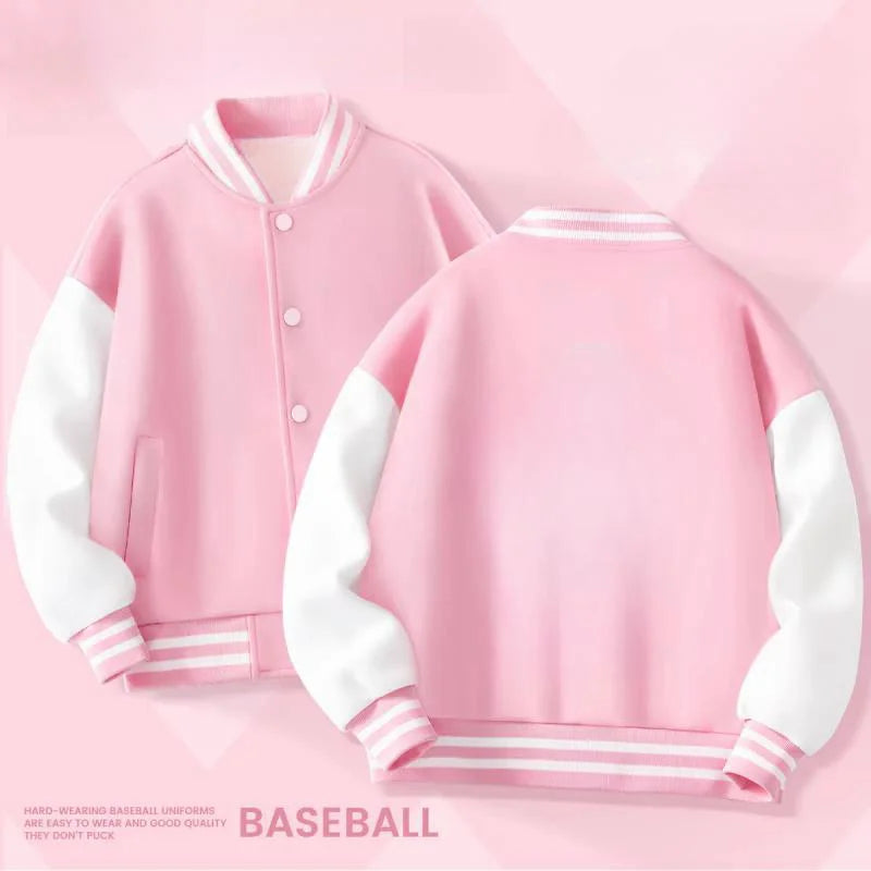 Kids Sanrio Fall/Winter Jacket Baseball Uniform Hello Kitty & Bear Pattern Print Thick warm stylish coat for boys and girls 2-14