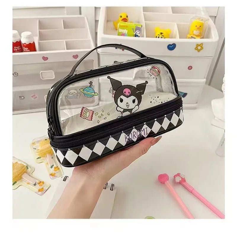 Sanrio Hello Kitty Pencil Bags Cartoon Kuromi My Melody Cinnamoroll Large Capacity Portable Stationery Box Storage Case Kids Toy