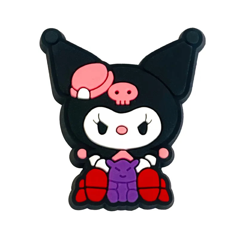 Fashion MINISO 1PCS Cartoon Cute Sanrio DIY Decorate Kuromi Shoe Charms PVC Black Sandals Accessories Kids Girls Boy X-mas Gifts