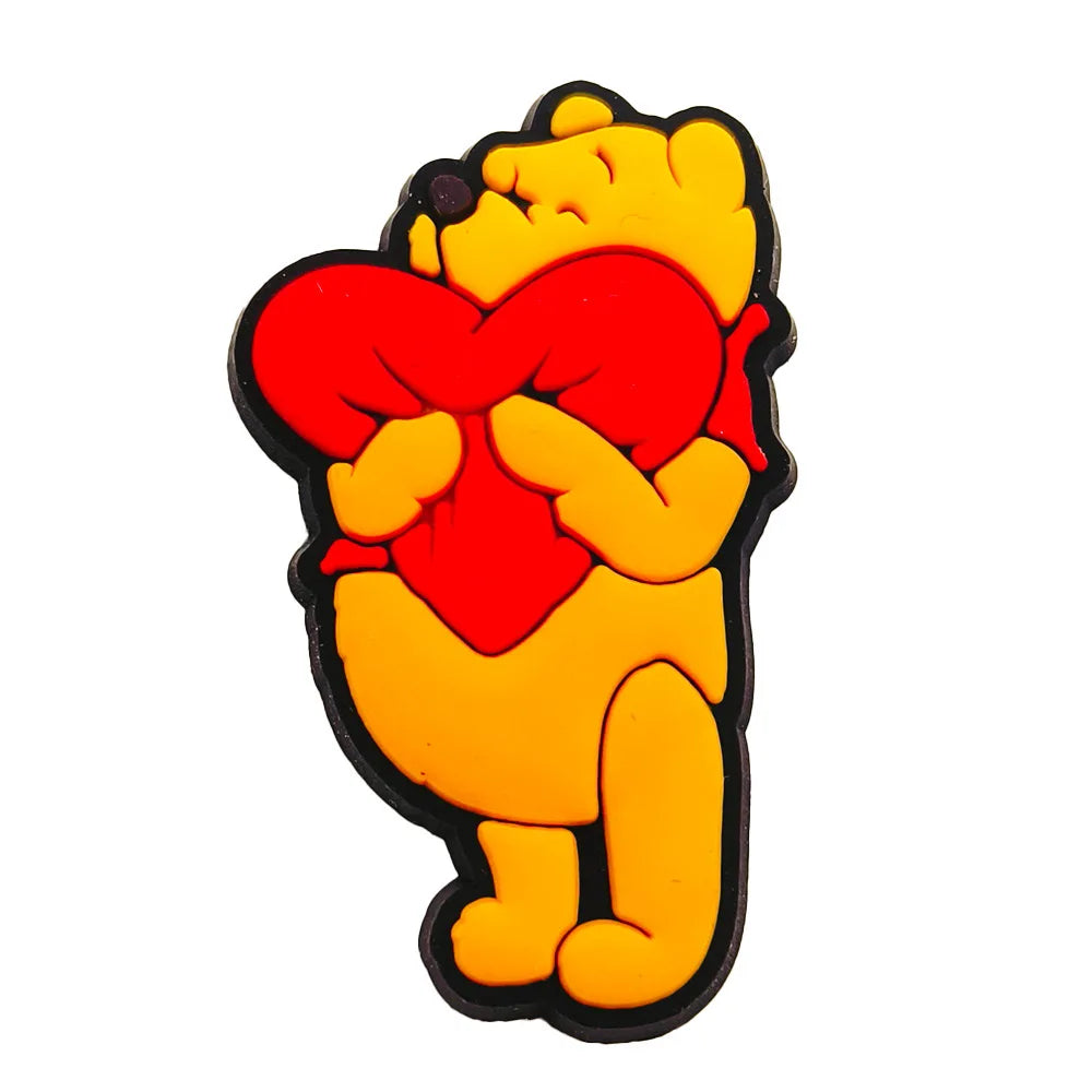 20pcs Hot Toys Disney Cartoon Winnie Pooh Shoe Charms for Shoes Decoration Accessories Classic Clog Sandal Buckle Kids Gifts