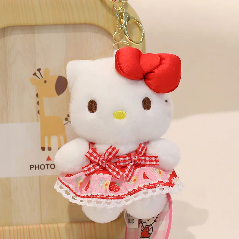 Sanrio Hello Kitty Stuffed Toys Bag Pendant Accessories Cute Plush Toys Kitten Keyring Anime Keychain Kids Birthday Gift