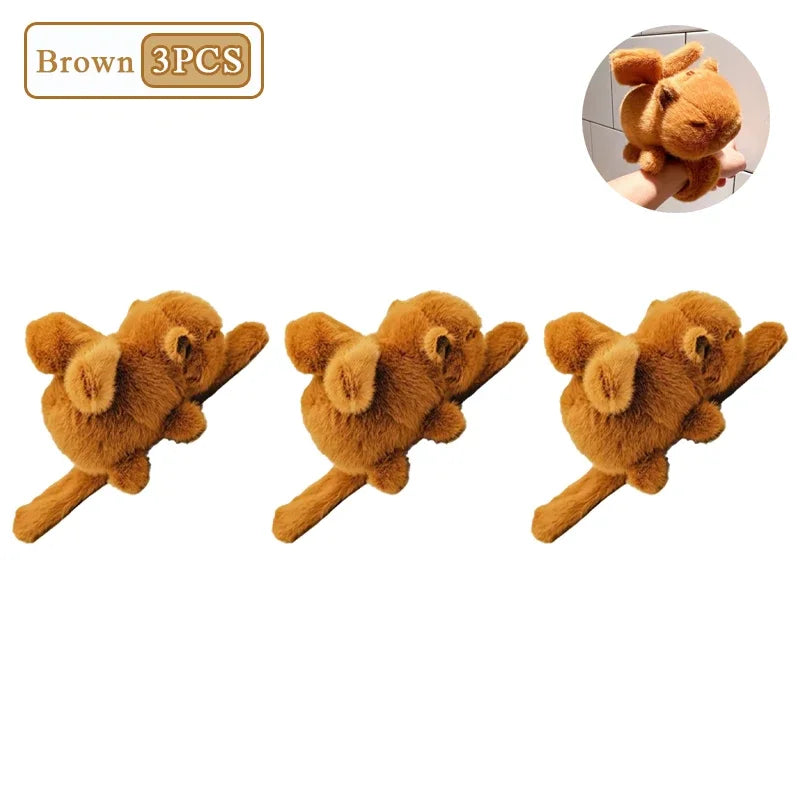 1-10PCS Rytanda Capybara Clap Circle Toys  Capybara Plush Hand Ring Fun Pop Circles Kids  Gift Slap Snap Wrap Wristband Bracelet