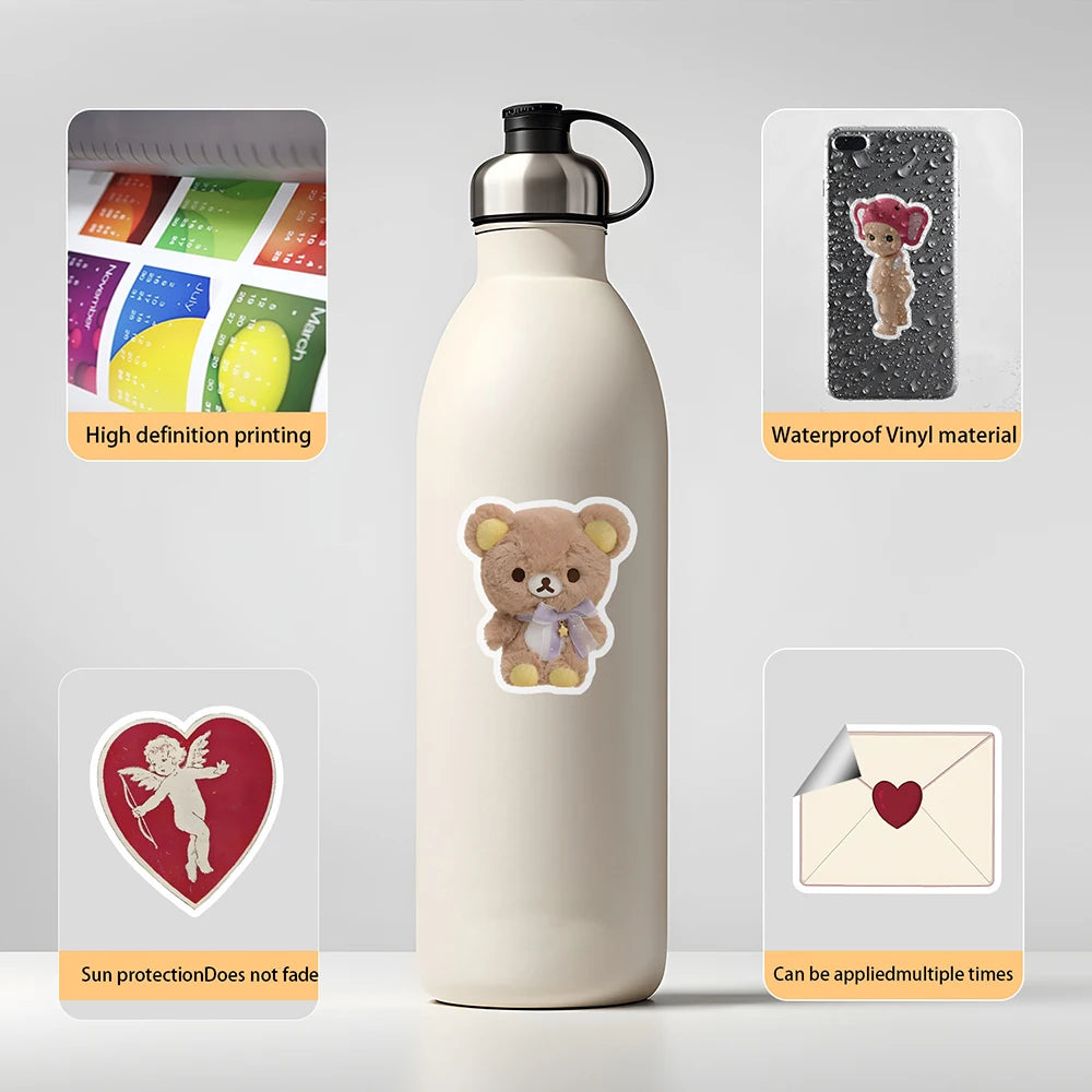 10/30/50pcs Cute Pink Girls Stickers Ins Style Coquette Cartoon Decoration DIY Skateboard Fridge Guitar Phone Wall Decals Toys