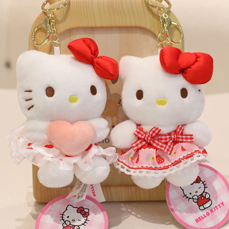 Sanrio Hello Kitty Stuffed Toys Bag Pendant Accessories Cute Plush Toys Kitten Keyring Anime Keychain Kids Birthday Gift